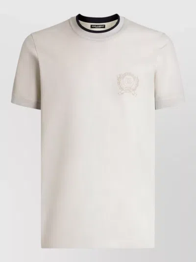 Dolce & Gabbana Silk Nylon T Shirt Short Sleeves Collar In Neutral