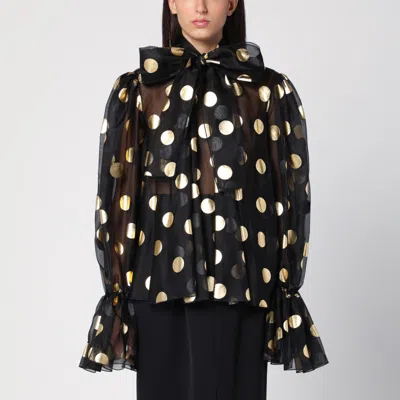 DOLCE & GABBANA SILK ORGANZA LAMÉ POLKA DOT BLOUSE