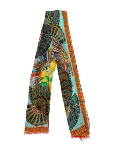 Pre-owned Dolce & Gabbana Silk Paisley Print Scarf In Blue