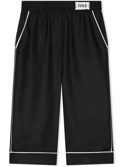 Dolce & Gabbana Kids' Logo-patch Silk Track Pants In Black