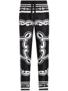 Dolce & Gabbana Trousers Silk Graphic Print In Black