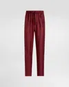 Dolce & Gabbana Silk Pajama Pants With Logo Embroidery In Bordeaux
