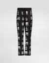 Dolce & Gabbana Silk Pajama Pants With Whisky Print In Print