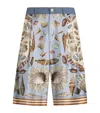 Dolce & Gabbana Silk-panel Wide-leg Denim Shorts In Multi
