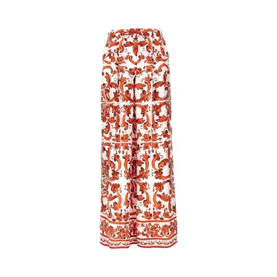 Dolce & Gabbana Printed Elastic Waist Wide-leg Casual Pants In Multi