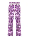Dolce & Gabbana Silk Pants With Majolica Print In Purple