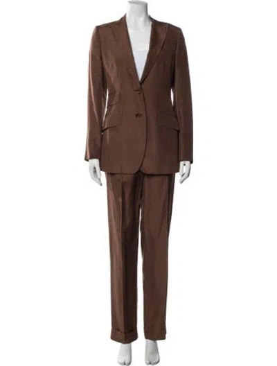 Pre-owned Dolce & Gabbana Silk Pantsuit In Brown