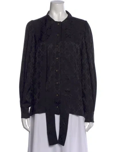 Pre-owned Dolce & Gabbana Silk Patterned Blouse In Black