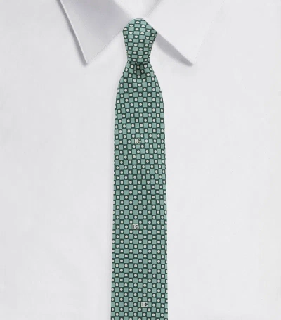 Dolce & Gabbana Silk Patterned Logo Tie In Multi