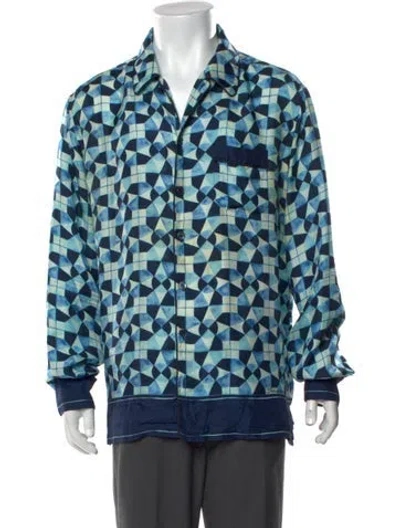 Pre-owned Dolce & Gabbana Silk Patterned Shirt In Blue