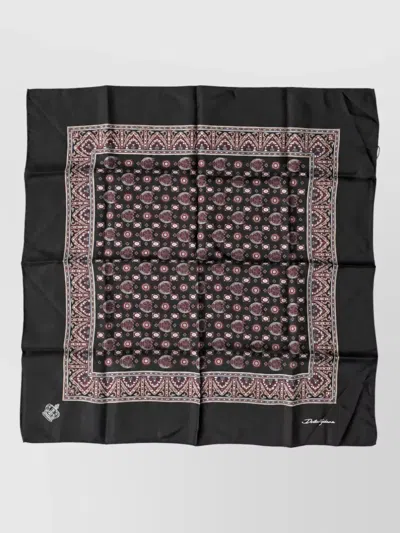 Dolce & Gabbana Silk Patterned Square Scarf In Black