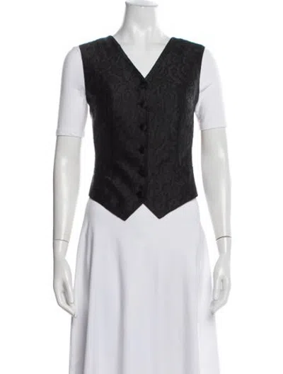 Pre-owned Dolce & Gabbana Silk Patterned Vest In Black
