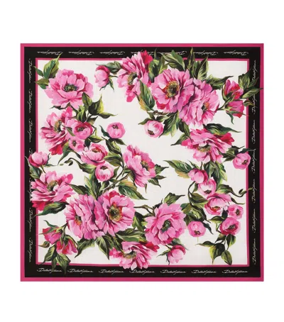 Dolce & Gabbana Silk Peony Print Foulard
