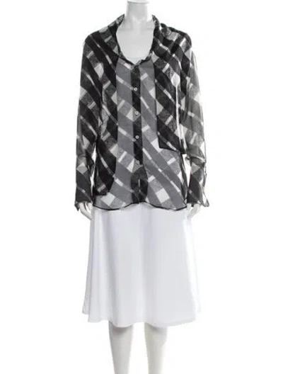Pre-owned Dolce & Gabbana Silk Plaid Print Blouse In Multicolor