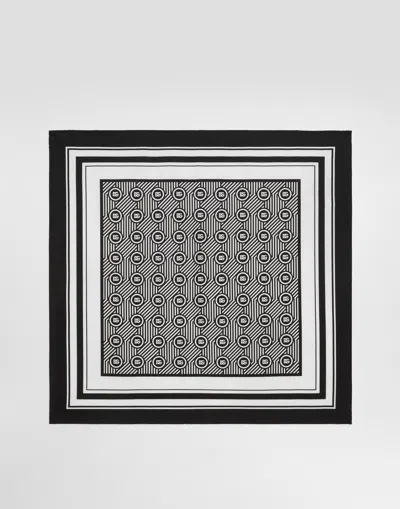 Dolce & Gabbana Silk Pocket Square With Micro-design And Logo In Black