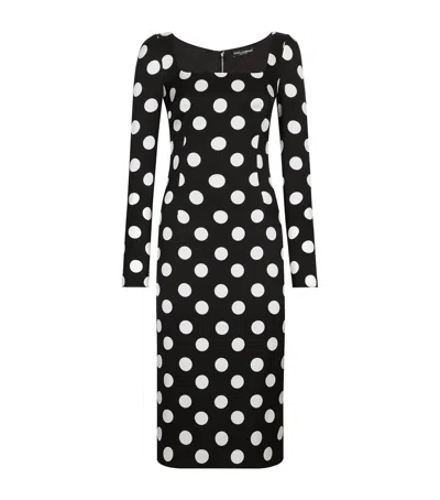 DOLCE & GABBANA SILK POLKA-DOT BODYCON DRESS