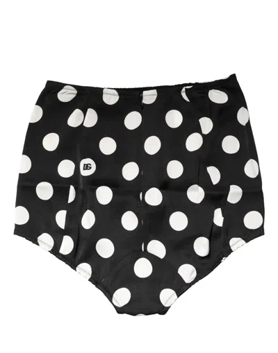 Dolce & Gabbana Silk Polka Dot Bodysuit In Black