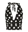 Dolce & Gabbana Polka-dot Charmeuse Top With Plunging Neckline