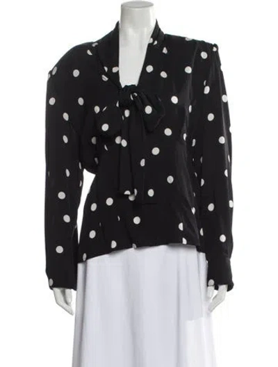 Pre-owned Dolce & Gabbana Silk Polka Dot Print Blouse In Black