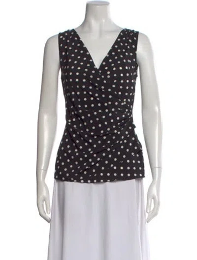 Pre-owned Dolce & Gabbana Silk Polka Dot Print Blouse In Black