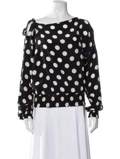 Pre-owned Dolce & Gabbana Silk Polka Dot Print Blouse In Black