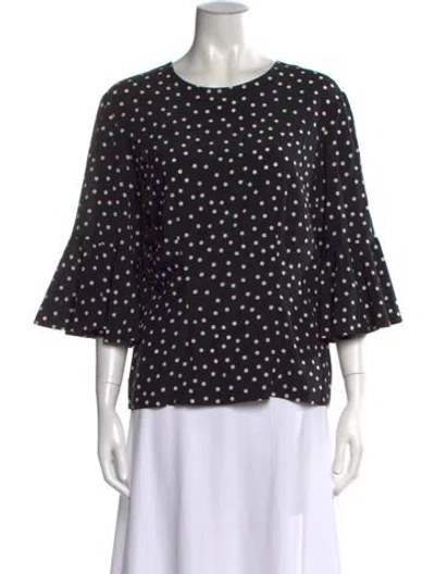 Pre-owned Dolce & Gabbana Silk Polka Dot Print Blouse In Black