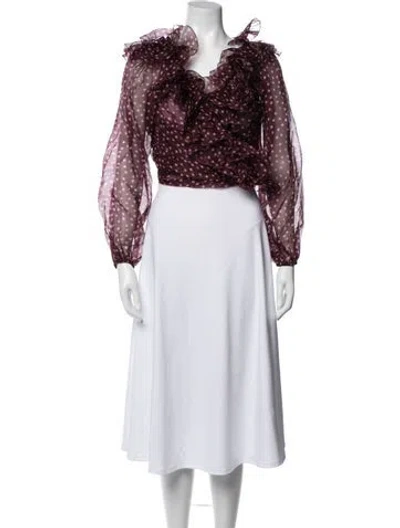Pre-owned Dolce & Gabbana Silk Polka Dot Print Blouse In Multi