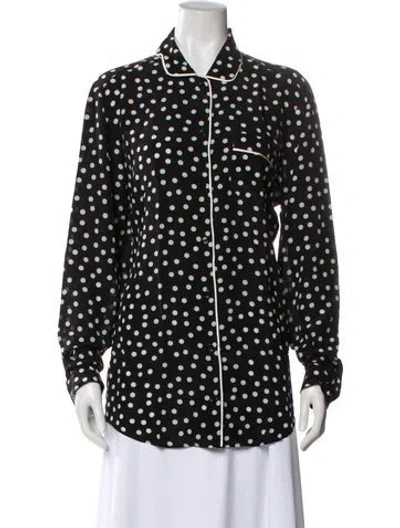Pre-owned Dolce & Gabbana Silk Polka Dot Print Pajamas In Black