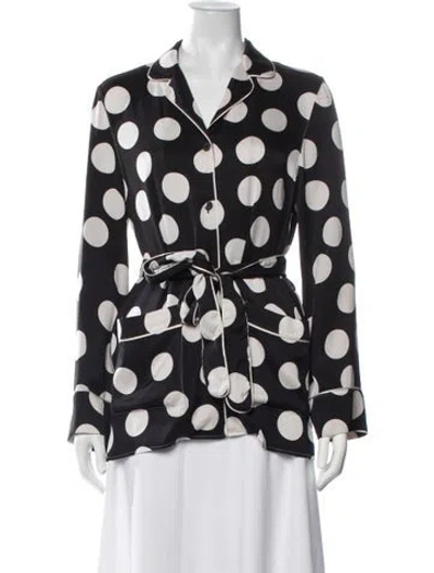 Pre-owned Dolce & Gabbana Silk Polka Dot Print Pajamas In Black