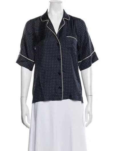 Pre-owned Dolce & Gabbana Silk Polka Dot Print Pajamas In Blue