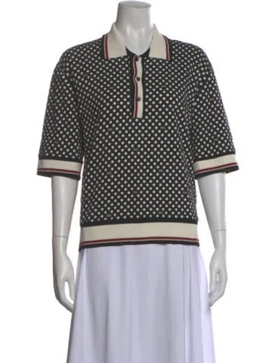 Pre-owned Dolce & Gabbana Silk Polka Dot Print Polo In Multi