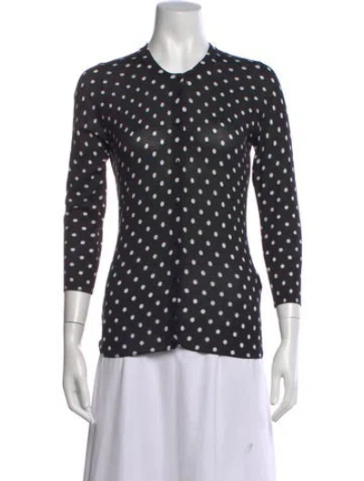 Pre-owned Dolce & Gabbana Silk Polka Dot Print Sweater In Black