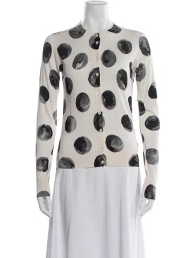Pre-owned Dolce & Gabbana Silk Polka Dot Print Sweater In White