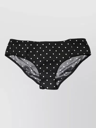 Dolce & Gabbana Silk Polka-dot Mid-rise Bikini Briefs In Black