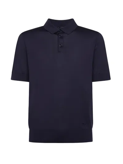 Dolce & Gabbana Silk Polo Shirt In Blue
