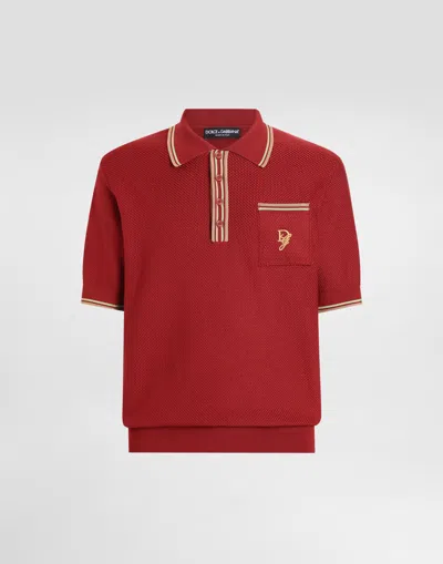 Dolce & Gabbana Polo In Seta Con Logo Ricamato In Arancione