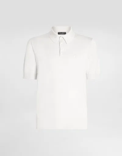 Dolce & Gabbana Patch Logo Polo Shirt In White