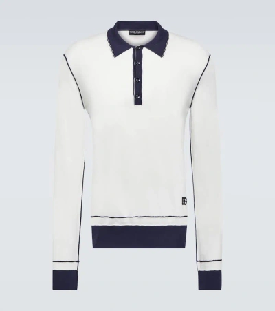 Dolce & Gabbana Silk Polo Sweater In Cream