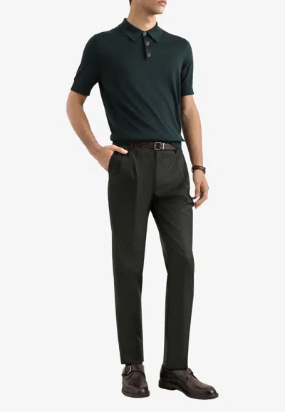 Dolce & Gabbana Silk Polo T-shirt With Logo In Green