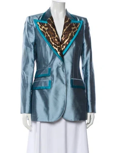 Pre-owned Dolce & Gabbana Silk Printed Blazer In Blue