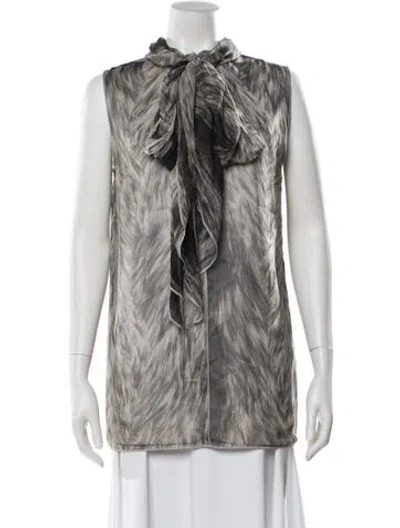 Pre-owned Dolce & Gabbana Silk Printed Blouse In Gray