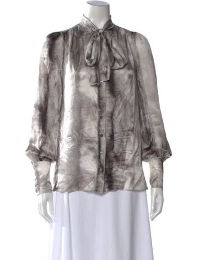 Pre-owned Dolce & Gabbana Silk Printed Blouse In Gray
