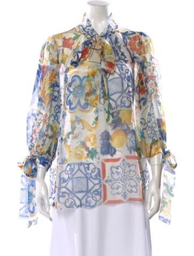 Pre-owned Dolce & Gabbana Silk Printed Blouse In Multi