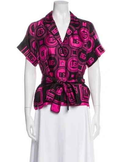 Pre-owned Dolce & Gabbana Silk Printed Blouse In Pink