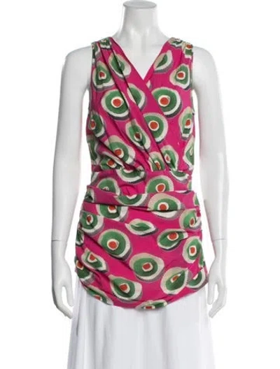 Pre-owned Dolce & Gabbana Silk Printed Blouse In Pink