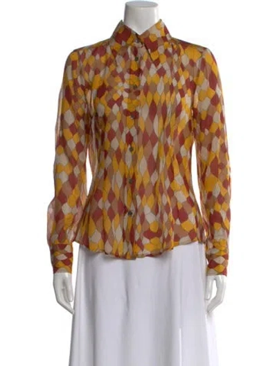 Pre-owned Dolce & Gabbana Silk Printed Blouse In Yellow