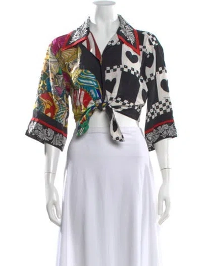 Pre-owned Dolce & Gabbana Silk Printed Button-up Top In Multi