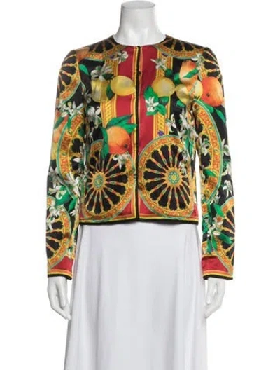Pre-owned Dolce & Gabbana Silk Printed Jacket In Black