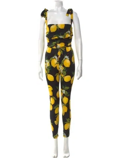 Pre-owned Dolce & Gabbana Silk Printed Jumpsuit In Black