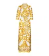 Dolce & Gabbana Majolica Silk Twill Maxi Dress In Multi